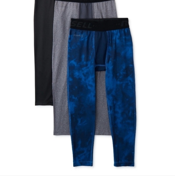 Russell Athletic Men's Performance Leggings - Black, Gray, Blue - Picture 1 of 2